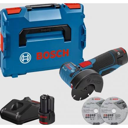 Bosch Professional 12V System GWS 12V-76 - Amoladora angular a batería (Ø  76 mm, 19500 rpm, 5 discos, 2 baterías x 2,0 Ah, en maletín de lona) :  : Bricolaje y herramientas