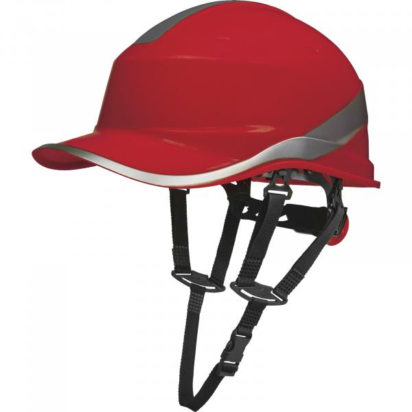 DELTA PLUS DIAMOND6WTR_R Casco de obra rojo ventilado forma de gorra de  baseball y ajustable por sistema rotor
