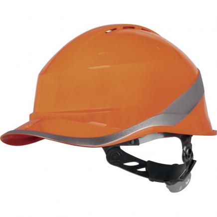 DELTA PLUS DIAMOND6WTR_R Casco de obra rojo ventilado forma de gorra de  baseball y ajustable por sistema rotor