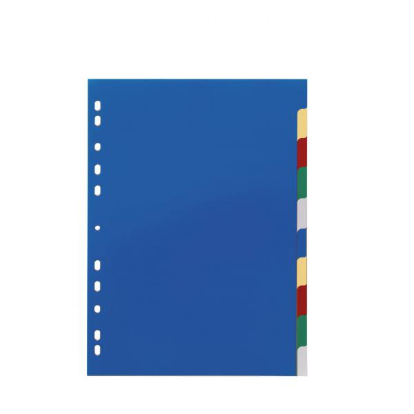DURABLE 6740 Intercalaire A4 10 touches avec picots de couleur et index en  PPL, multicolore (lot muliple)