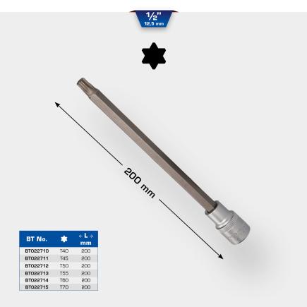 BRILLIANT TOOLS BT022712 Douille Torx 1/2, longueur 200 mm