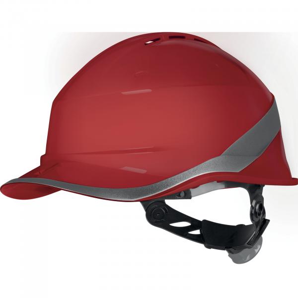 DELTA PLUS DIAMOND6WTR_R Casque de chantier rouge ventilé forme casquette  baseball avec serrage rotor