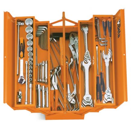 BETA Sheet metal five-section cantilever tool box with assortment of 80 tools for universal use - 2